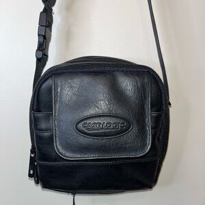 CASE LOGIC Portable CD Carrying Travel Bag Case Black Faux Leather Carry Strap